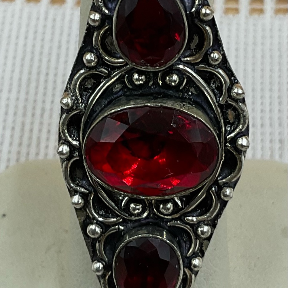 Sterling silver with beautiful red stone